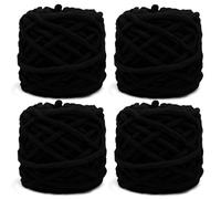 Pelotes de Laine Grosse Maille, 4 x 100 g Pelote de Laine Epaisse pour Aiguilles 7-8 mm, Laine Crochet Epaisse Idéale pour Tricoter des Bonnets, des Écharpes, des Pulls et des Chaussons (Noir)