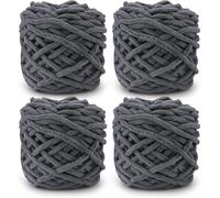 Pelotes de Laine Grosse Maille, 4 x 100 g Pelote de Laine Epaisse pour Aiguilles 7-8 mm, Laine Crochet Epaisse Idéale pour Tricoter des Bonnets, des Écharpes, des Pulls et des Chaussons (Gris foncé)