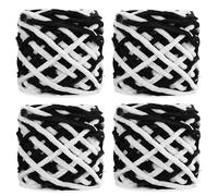 Pelotes de Laine Grosse Maille,4 x 100 g Pelote de Laine Epaisse pour Aiguilles 7-8 mm, Laine Crochet Epaisse Idéale pour Tricoter des Bonnets, des Écharpes, des Pulls et des Chaussons(Noir et blanc)