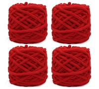 Pelotes de Laine Grosse Maille, 4 x 100 g Pelote de Laine Epaisse pour Aiguilles 7-8 mm, Laine Crochet Epaisse Idéale pour Tricoter des Bonnets, des Écharpes, des Pulls et des Chaussons (Rouge vif)