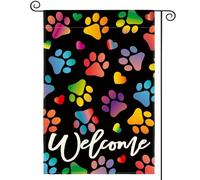 pelouse drapeaux Bienvenue chez Paw Prints Pet Flagge Jardin 30x45cm | couleurs éclatantes Drapeau De Jardin ésistantes à la décoloration Drapeau Pelouse Chambre à Coucher