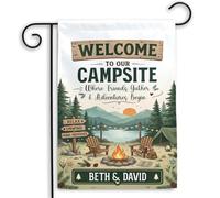pelouse drapeaux Bienvenue dans notre camping Bannière Arredamento 30x45cm | extérieur drapeaux drôle Drapeau pour Patio Toutes les saisons Maison