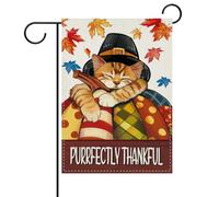 pelouse drapeaux Chat pèlerin d'automne de Thanksgiving extérieur drapeaux | Patio 30x45cm Bannière couleurs éclatantes Drapeau De Jardin pour Chambre à Coucher Jardin fête