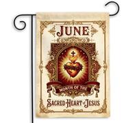pelouse drapeaux Juin mois du Sacré Cœur de Jésus Drapeau intérieure | 30x45cm extérieur drapeaux résistant Bannière pour Porche Chambre à Coucher Festival Décoration