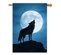 pelouse drapeaux Loup hurlant à la lune Faune et nature Bannière | intérieure 30x45cm résistant Bannière drôle Drapeau De Jardin Chambre à Coucher Jardin