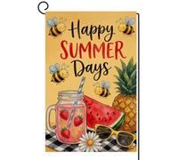 pelouse drapeaux Plage d'été verticale Happy Summer Days Bannière Patio | 30x45cm Drapeau De Jardin Décoration extérieur drapeaux pour Festival Décoration extérieure Toutes les saisons