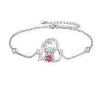 PELOVNY Bracelet ours/vache des Highlands en argent sterling 925 avec pierre de naissance ours/vache - Cadeau de Noël ou d'anniversaire pour femme, maman, fille, épouse, normal, Métal, Pas de pierre