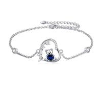 PELOVNY Bracelet ours/vache des Highlands en argent sterling 925 avec pierre de naissance ours/vache - Cadeau de Noël ou d'anniversaire pour femme, maman, fille, épouse, normal, Métal, Pas de pierre