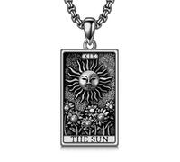 PELOVNY Collier avec carte de tarot en argent sterling 925 - Collier squelette - Le soleil, la lune, l'étoile, la force des amoureux de la mort, du diable - Bijoux de tarot - Cadeau de Noël ou
