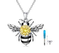PELOVNY Collier urne pour cendres en argent sterling 925 avec papillon, libellule, abeille, phénix, colibri, collier urne funéraire en cristal pour cendres, chat, chien, animal domestique, cadeau