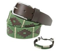 PELPE - Ceinture en Cuir Argentin Avec Cordon et Bracelet Assortis - Brodée Pour Homme et Femme - Ceinture de Polo Argentin