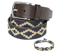 PELPE - Ceinture en Cuir Argentin Avec Cordon et Bracelet Assortis - Brodée Pour Homme et Femme - Ceinture de Polo Argentin