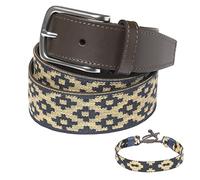 PELPE FABRIC-3- Ceinture en cuir, avec bracelet assorti en cuir et fil. Ceinture brodée sur cuir, pour hommes et femmes. Ceintures