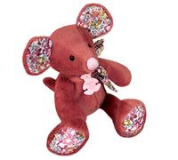 Peluche 25 cm polyester COPAINS CALINS souris rouge terracotta