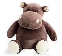 Peluche 38 cm polyester TERRE SAUVAGE hippopotame marron blanc