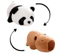 Peluche à rabat - Design double face réversible -Cadeau mignon pour les enfants - Peluche douce avec humeur changeante - Facile à basculer avec 2 émotions dans le mal et l'amour Capybara Peluche panda