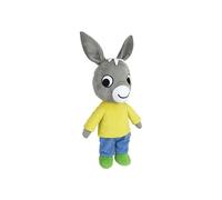Jemini - Peluche âne Trotro - 57 cm - Gris, vêtements jaunes et bleus - Lavable en machine