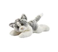 Peluche - ANIMA - Chat Gris et Blanc Couche - 30x12x14cm - Intérieur