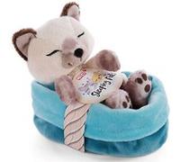 NICI Chat avec Panier en Peluche 12 cm - Sleeping Pets Peluches Animaux Endormis Siamois pour Filles, Garçons, Bébés - Jouets Doux à Câliner, pour Jouer et Dormir - Doudous Chats - Cadeau Mignon