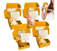 Peluche Animaux - 16x16x3cm | Lot 4 Mini Peluches avec Carte Motivée | Petit Ours en Coffret | Peluches Mignonnes pour, Bureau, Chambre, Noël, Anniversaire Et Décoration Maison