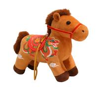 Peluche Année du Cheval - en Peluche Douce - Mascotte du Nouvel an 2026 - Jolie Figurine de Collection - Cadeau de Signe du Zodiaque Rouge et Rose - Décoration de Nouvel an Chinois pour canapé