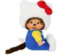 BANDAI - Monchhichi - Peluche Monchhichi Hello Kitty Assis - Peluche Singe Iconique des années 80 Toute Douce 20 cm pour Enfants et Adultes - Hello Kitty - Jouet Enfant 2 Ans et + - SE205035