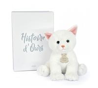 HISTOIRE D'OURS - Peluche Chat Blanc 18 cm - Adorable Chaton - Compagnon Tout Doux Sécurisant - Adorable Châton Peluche pour les Câlins Enfants - Idée Cadeau Anniversaire Pour Enfants - HO3155