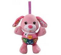 Peluche bebe lumineuse et musicale chant toutou rose - 4 chansons 15 melodies - jouet d eveil a accrocher - cadeau naissance fille Rose