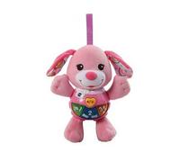 Peluche bebe lumineuse et musicale Chant toutou rose - 4 chansons, 15 melodies - Jouet d eveil a accrocher - Cadeau Naissance Fille