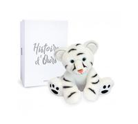 Peluche Bébé Tigre Blanc - HISTOIRE D'OURS - HO3054 - Yeux bleu brillants - Pattes feutrine douce noire