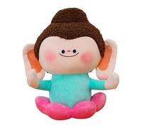 Peluche Bouddha de 30 cm - Adorable peluche douce d'un moine souriant | Peluche décorative pour chambre à coucher, bureau ou salon, figurine de bonheur spirituel, peluche bouddhiste amusante pour