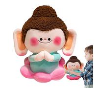 Peluche Bouddha - Peluche en coton PP - 30 cm - Douce - Avec socle floral - Jouet décoratif mignon pour la maison, la chambre à coucher, le salon, le bureau, le bureau