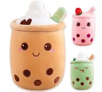 Peluche Bubble Tea Doudou Coussin Kawaii Bubble Tea Peluche Oreiller Cute Doudou Boba Thé Tasse Jouet Doux Deco Cadeau pour Enfants (Brun, 35cm)