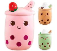 Peluche Bubble Tea Doudou Coussin Kawaii Peluche Oreiller Cute Boba Thé Tasse Jouet Doux Deco Cadeau pour Enfants (Rose, 23cm)