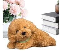 Peluche caniche réaliste - Tissu PP coton 27 cm de long | Oreiller en peluche fait main avec toucher doux et confortable, support pour dormir, compagnon câlin, coussin pour chien endormi | Cadeau de