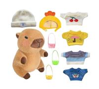 Peluche Capibara - Capibara farci | Peluche Capibara avec vêtements, ensemble de dessins animés en peluche de 9,06 pouces, Capbara à habiller avec pull, animal mignon en peluche pour garçons et