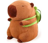 Peluche Capybara - Doudou Capybara Peluche - 25 cm - avec Sac à Dos de Tortue - Peluche - Cochon d'eau - Adorable Peluche Capybara - pour Enfants