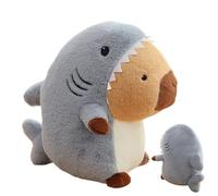 Peluche Capybara réversible - Grand coussin animal de requin rempli de 30 cm - Coussin décoratif doux - Jouet de dessin animé pour la maison, le bureau, les bibliothèques - Présentoir - Cadeau pour