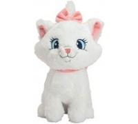 Peluche chat blanc marie 33 cm - set doudou enfant aristochats + carte animal Blanc