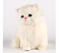 Peluche chat blanc réaliste - Ty Persan poils longs doux - Petite qui tient debout