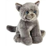 Peluche chat chartreux assis 30cm Bleu G