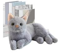 Peluche Chat | Coussin Peluche Chat Realiste Et Mignon 30 Cm | Doudou Gris Blanc Très Doux Et Moelleux,Idéal Pour Dortoir Voiture Canapé Salon Chambre Enfant Crèche Anniversaire Cadeau Et Fête