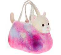 Peluche Chat girly bag fashionista - GIPSY TOYS - 18 cm - Beige / Blanc