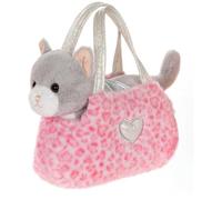 Peluche Chat girly bag fashionista - GIPSY TOYS - 18 cm - Gris / Blanc