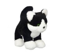 Peluche Chat Noir Et Blanc 21cm - Doudou Enfant Animaux De Compagnie + 1 Carte Tigre