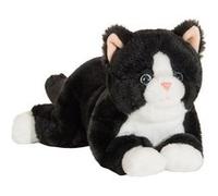 Peluche chat noir et blanc allongé 30 cm G