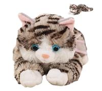 Peluche Chat Stuffed Doll - Black Striped Soft Toy | Realistic Sound Animal Plush - Mignon Funny Expression Pillow Decorative Companion For Bedroom Sofa Living Room Gift Kids Teens Adults Collectors