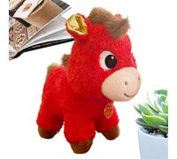 Peluche Cheval 2026 - Mascotte Année du Cheval en Peluche Rouge, Cadeau d'entreprise pour Nouvel an | Décoration De Table, Étagère Ou Bureau, 17cm/24cm/32cm