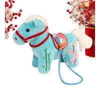 Peluche cheval, décoration à collectionner 2026, mascotte du zodiaque 13 x 7 x 12 cm, jouets commémoratifs de l'année des chevaux, équipement de vacances avec construction, animal en peluche fe