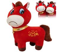 Peluche Cheval du Nouvel an Mascotte Décorations Festives Poupée Cheval en Peluche pour Bureau, Meuble TV, Étagère, Salon Style A 30cm
